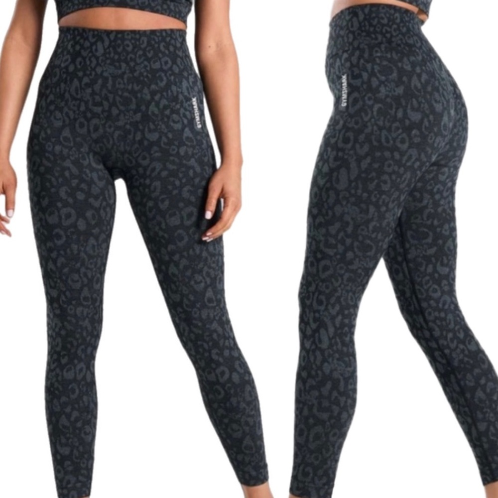 Gymshark Adapt Seamless High Rise Animal Print Black & Gray Leggings Large
